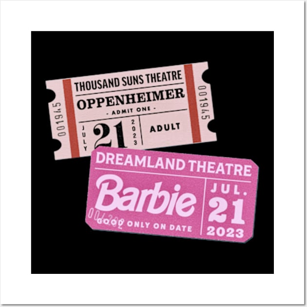 ticket oppenheimer and barbie Wall Art by unknow user